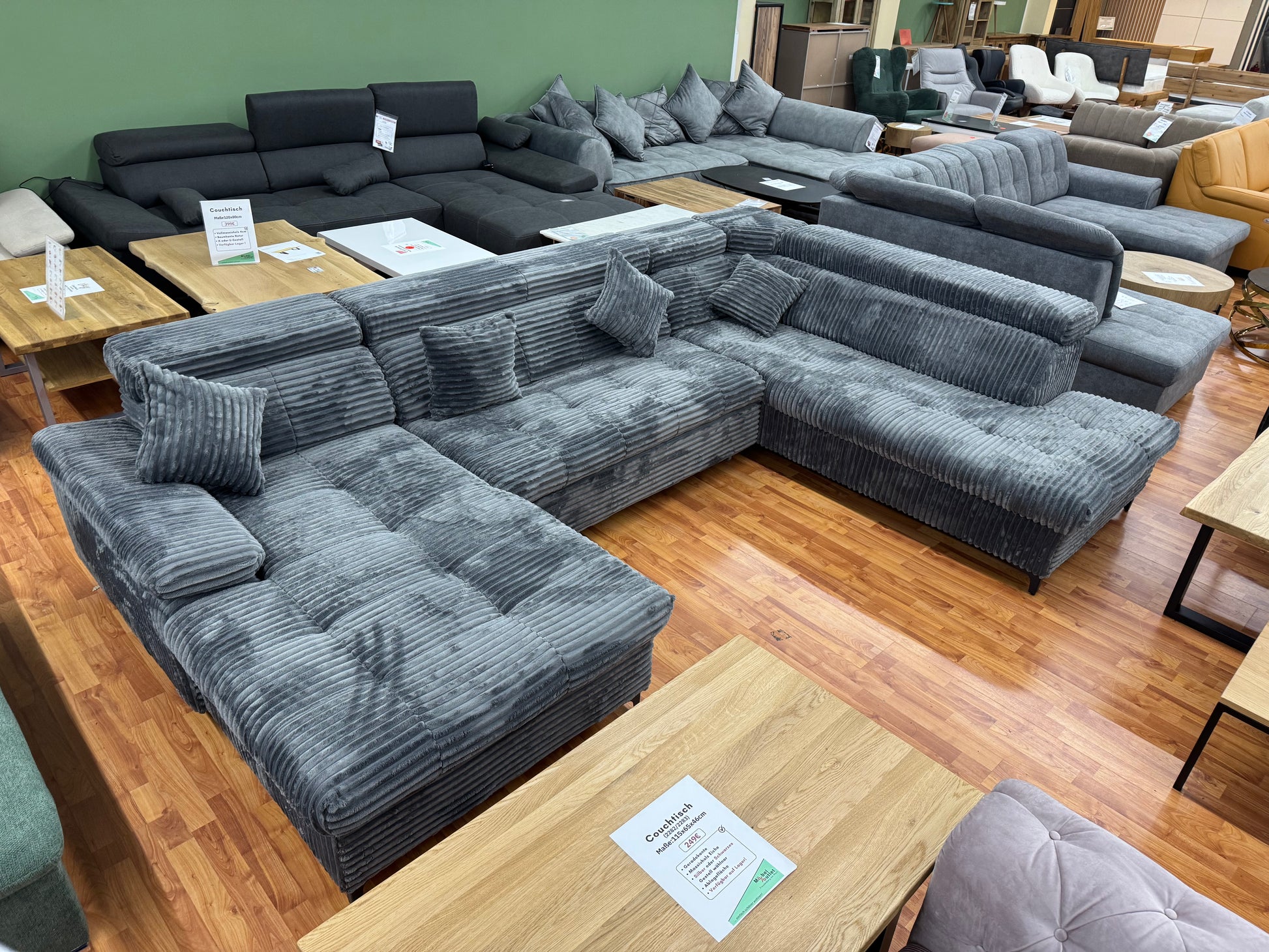 wohnlandschaft couch sofa +teddy cord +bettfunktion +stauraum +